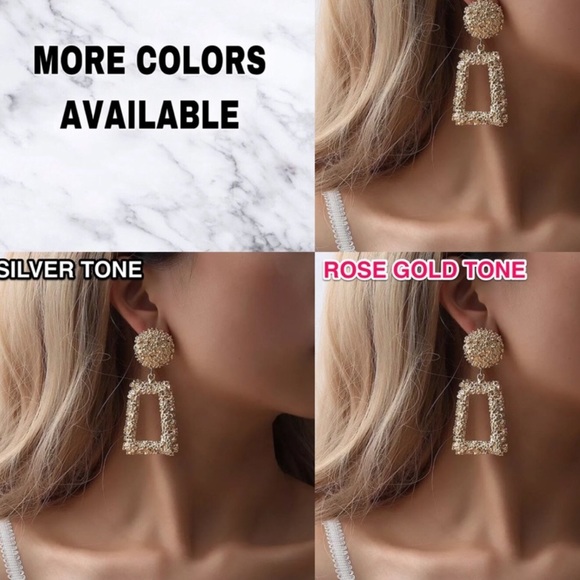LAST ONE!!! Large Sparkle Rose Gold Geometric Formal Earrings - Picture 3 of 5